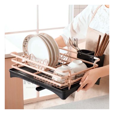 ESCURRIDOR DE UTENSILIOS EN COLOR ORO ROSA Y+REGALO STICKERS