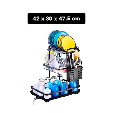 SET ESCURRIDOR RYBIU HO32424 NEGRO SOPORTE 3 NIVELES + PAPEL REGALO - 4