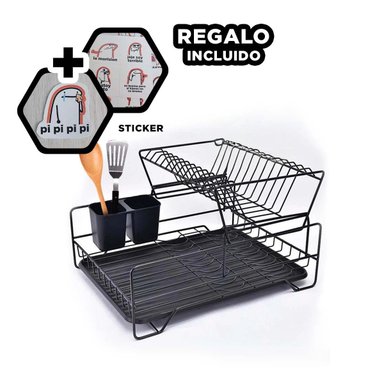 ORGANIZADOR DE PLATOS CON PUERTAS Y SISTEMA INTERIOR DE COLOR NEGRO Y+REGALO STICKER - 1