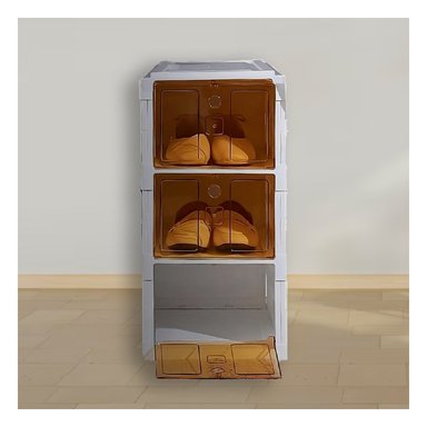 ZAPATERA RYBIU HO32422 BLANCO PLEGABLE 3 NIVELES CON TAPA AMBAR