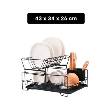 ESCURRIDOR RYBIU HO32426 NEGRO PLATOS 2 NIVELES BANDEJA - 4