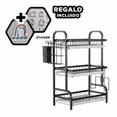 SET ESCURRIDOR RYBIU HO32423 NEGRO UTENSILIOS + REGALO STICKERS