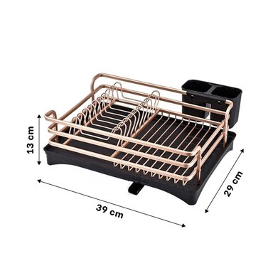 ESCURRIDOR RYBIU HO32425 ALUMINIO ORO ROSA PLATOS UTENSILIOS DRENAJE - 4