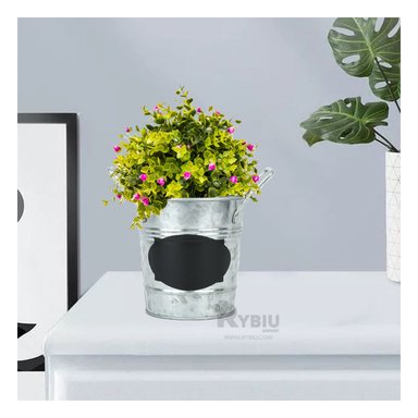 MACETERO RYBIU METAL PLATEADO CUBO DOBLE AGARRADERA