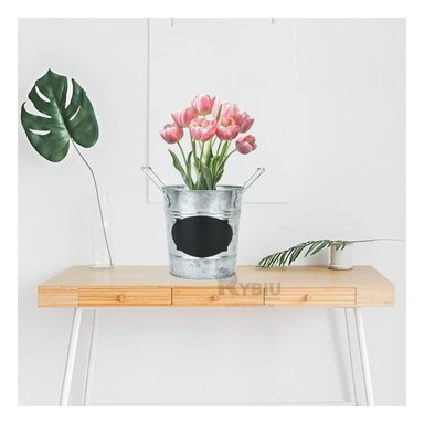 SET MACETERO RYBIU METAL PLATEADO PLANTAS + REGALO AGENDITA