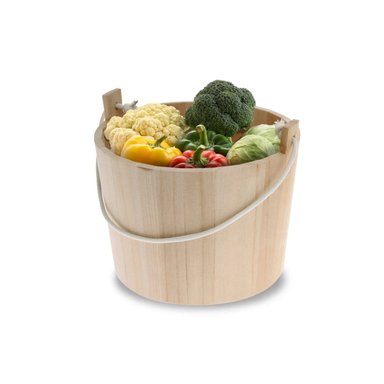 RECIPIENTE DE MADERA CON AGARRADERA DE CUERDA 20X18CM PARA CENTRO DE MESA Y+PAPEL REGALO - 1
