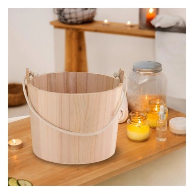 RECIPIENTE DE MADERA CON AGARRADERA DE CUERDA 20X18CM PARA CENTRO DE MESA Y+PAPEL REGALO - 3