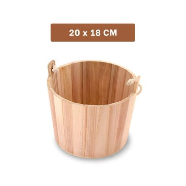 RECIPIENTE DE MADERA CON AGARRADERA DE CUERDA 20X18CM PARA CENTRO DE MESA Y+PAPEL REGALO - 4