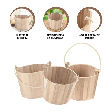 CUBETA RYBIU HO32319 MADERA CLARA ASA CUERDA 16X16 CM - 3