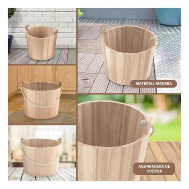 CUBETA RYBIU HO32319 MADERA CLARA ASA CUERDA 16X16 CM - 5