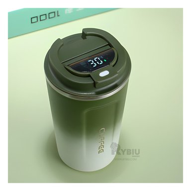 VASO CON TAPA RYBIU VERDE CON BLANCO +REGALO STICKERS