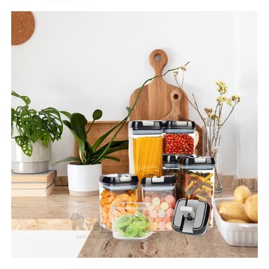 SET CONTENEDORES RYBIU CO30377 NEGRO PRACTICO 7 PIEZAS TAPA NEGRA + REGALO AGENDITA