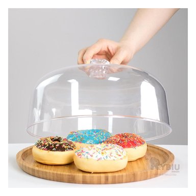 SOPORTE RYBIU CO32298 TRANSPARENTE PORTA POSTRES CIRCULAR CON TAPA 28 CM