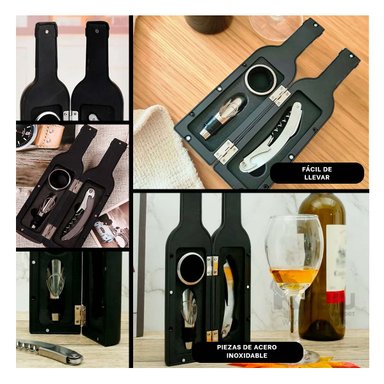 ABRELATAS RYBIU CO32294 NEGRO BOTELLA SACA CORCHO PEQUEÑO 4 PIEZAS