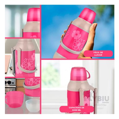 TERMO RYBIU CO32279 ACERO MODERNO ROSADO + PAPEL REGALO