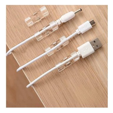 SUJETADORES ORGANIZADORES DE CABLES CON 16 PIEZAS TRANSPARENTE PARA ESCRITORIO