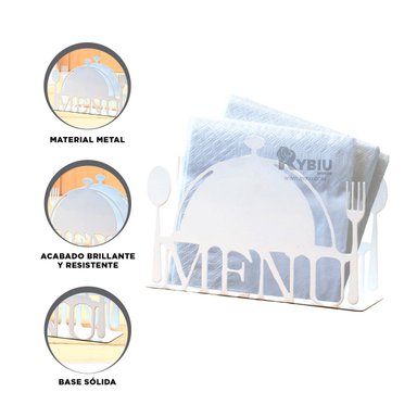 SERVILLETERO PRACTICO DE RESTAURANT BLANCO Y+REGALO STICKERS - 3