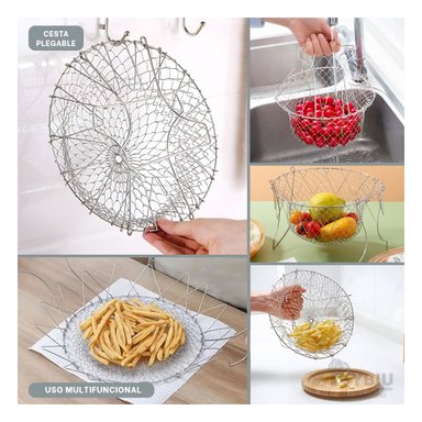 CANASTO FREIDOR RYBIU CO32484 PLATEADO CANASTA ACERO FREIR COLAR 23 CM