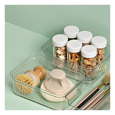 ORGANIZADOR ESCRITORIO RYBIU MOL1 TRANSPARENTE CUADRADO 18.5X13.5X6.5 CM