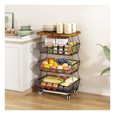 CESTA RYBIU HO32473010 NEGRO ESTANTE 4 NIVELES CON RUEDAS