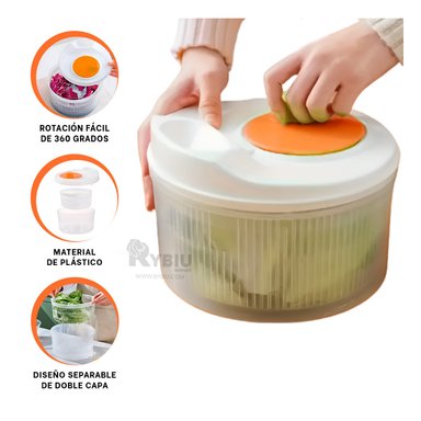 ESCURRIDOR RYBIU CO32442 NARANJA BLANCO CENTRIGUGADOR GIRATORIO