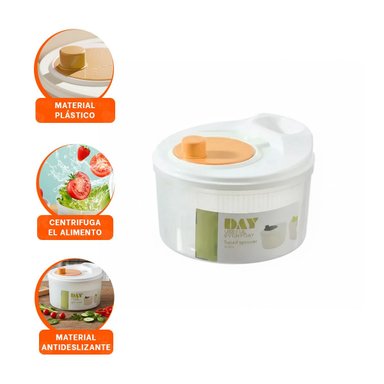 ESCURRIDOR RYBIU CO32442 NARANJA BLANCO CENTRIGUGADOR GIRATORIO - 3