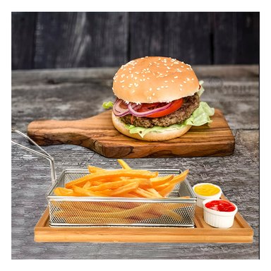 CESTO RYBIU 1106 PLATEADO CESTA PAPAS 25.5X13X7 CM + REGALO STICKERS