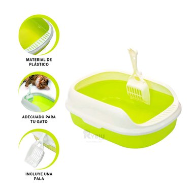 ARENERO GATO RYBIU MA30911 CON PALA COLADORA FELINO VERDE + STICKERS ALMACENERO + POST-IT ADHESIVOS