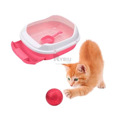 ARENERO GATO RYBIU MA30897 CON ESTRUCTURA DESMONTABLE PET ROSADO + AGENDITA BANDEJA RESISTENTE SANITARIA TONO + POST-IT ADHESIVOS