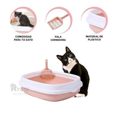 ARENERO GATO RYBIU MA30904 BANDEJA DURADERA 48X40X12.5 ROSADO + POST-IT ADHESIVOS - 4