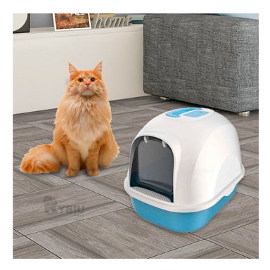 ARENERO GATO RYBIU MA30919 CAJA SANITARIA CERRADO CELESTE + POST-IT ADHESIVOS