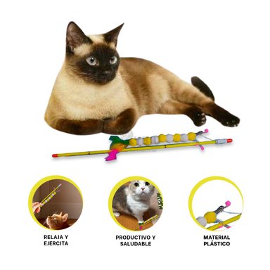 BASTÓN GATOS MA29068 RYBIU INNOVADOR CON BOLITAS AMARILLO +POST-IT ADHESIVOS