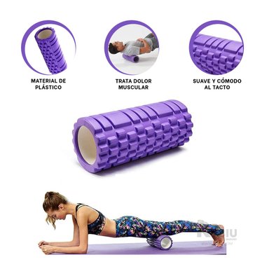 RODILLO RYBIU DE29532 LARGO 29CM DEPORTE FITNESS MORADO + POST-IT ADHESIVOS