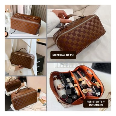 NECESER PORTATIL MARRON PARA COSMETICOS CON ESTILO MODERNO Y+POST IT - 1