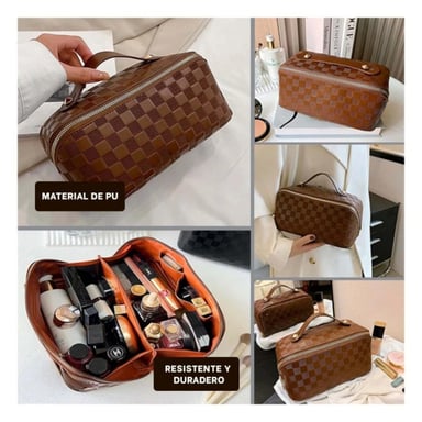 NECESER PORTATIL MARRON PARA COSMETICOS CON ESTILO MODERNO Y+POST IT - 5