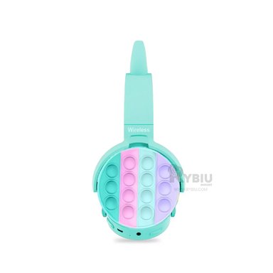 AUDÍFONOS RYBIU INALÁMBRICO TE29202 CON OIDOS FELINO VERDE AGUA + REGALO AGENDITA - 2