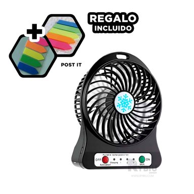 VENTILADOR PORTATIL RYBIU TE29394 MODERNA COLOR NEGRO + POST-IT ADHESIVOS
