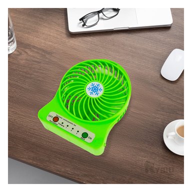 VENTILADOR PORTATIL RYBIU TE29393 RECARGABLE MINI VERDE + PAPEL REGALO