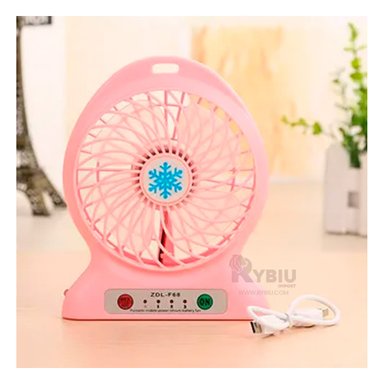 VENTILADOR PORTATIL RYBIU TE29392 RECARGABLE MINI ROSADO + PAPEL REGALO