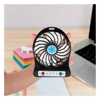 VENTILADOR PORTATIL RYBIU TE29394 RECARGABLE MINI NEGRO + PAPEL REGALO - 3