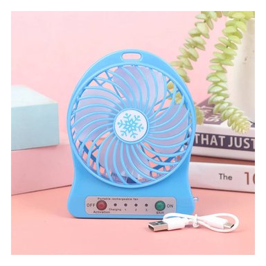 VENTILADOR PORTATIL RYBIU TE29396 RECARGABLE MINI AZUL + PAPEL REGALO