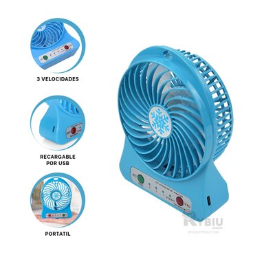 VENTILADOR PORTATIL RYBIU TE29396 ALTA EFICIENCIA MINI AZUL + REGALO AGENDITA - 3