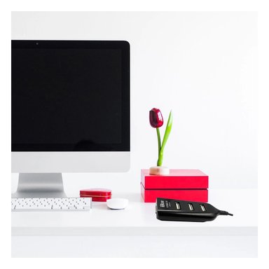 HUB 4 PUERTOS RYBIU CON USB 2.0 EN TONO NEGRO + REGALO STICKERS - 2
