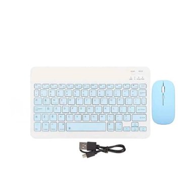 TECLADO INALÁMBRICO RYBIU RECARGABLE KEYBOARD EN COLOR CELESTE + PAPEL REGALO TE29870 KIT - 1