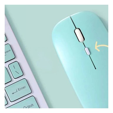 TECLADO INALÁMBRICO RYBIU RECARGABLE KEYBOARD EN COLOR CELESTE + PAPEL REGALO TE29870 KIT - 3