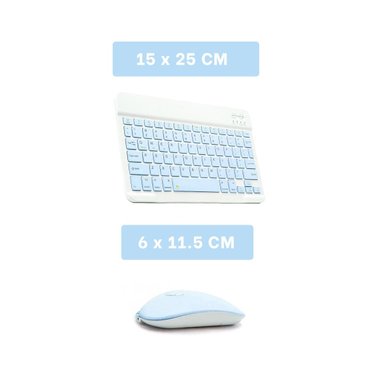 TECLADO INALÁMBRICO RYBIU RECARGABLE KEYBOARD EN COLOR CELESTE + PAPEL REGALO TE29870 KIT - 4