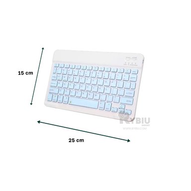 TECLADO INALÁMBRICO RYBIU MULTI DISPOSITIVO CELESTE + REGALO AGENDITA TE29870 KIT - 5
