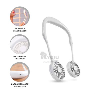 VENTILADOR PORTATIL RYBIU TE29504 SOPLADOR CUELLO FLEXIBLE BLANCO + POST-IT ADHESIVOS