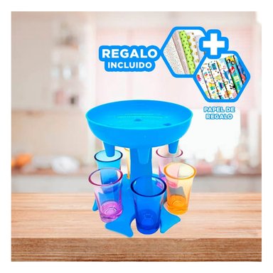 DISPENSADOR RYBIU JU30868 CELESTE BEBIDAS SHOTS COPAS + PAPEL REGALO