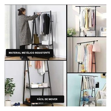 SET PERCHERO RYBIU HO30803 COLGADOR RESISTENTE DURABLE METAL NEGRO + POST-IT ADHESIVOS